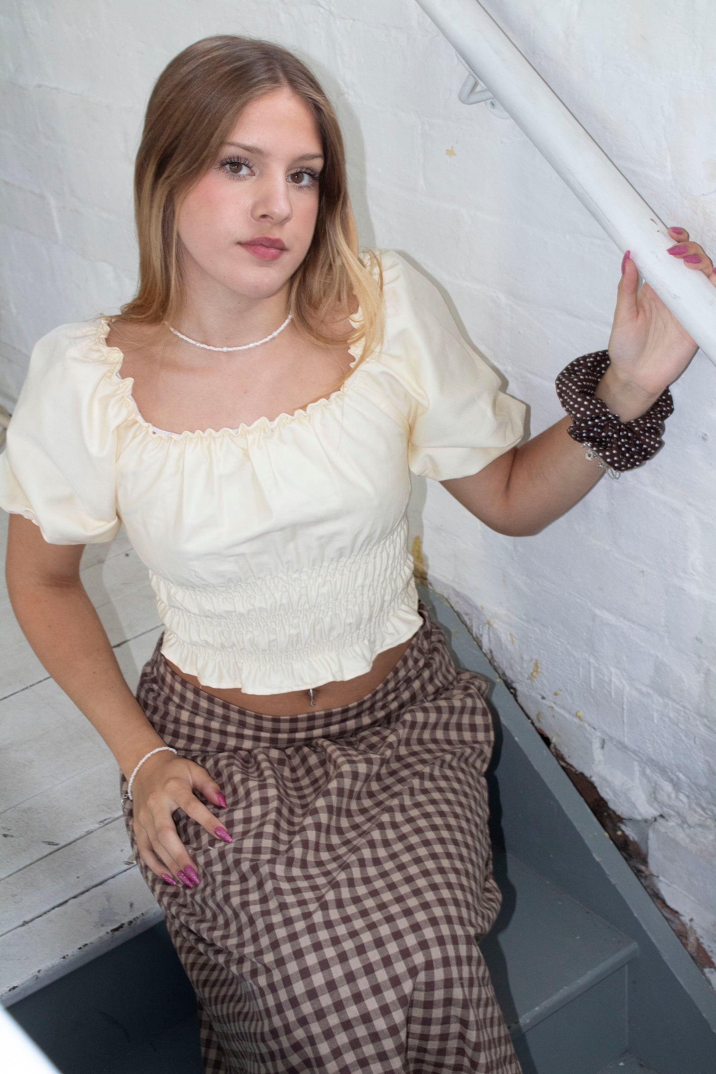 Celestia Cream Sateen Top