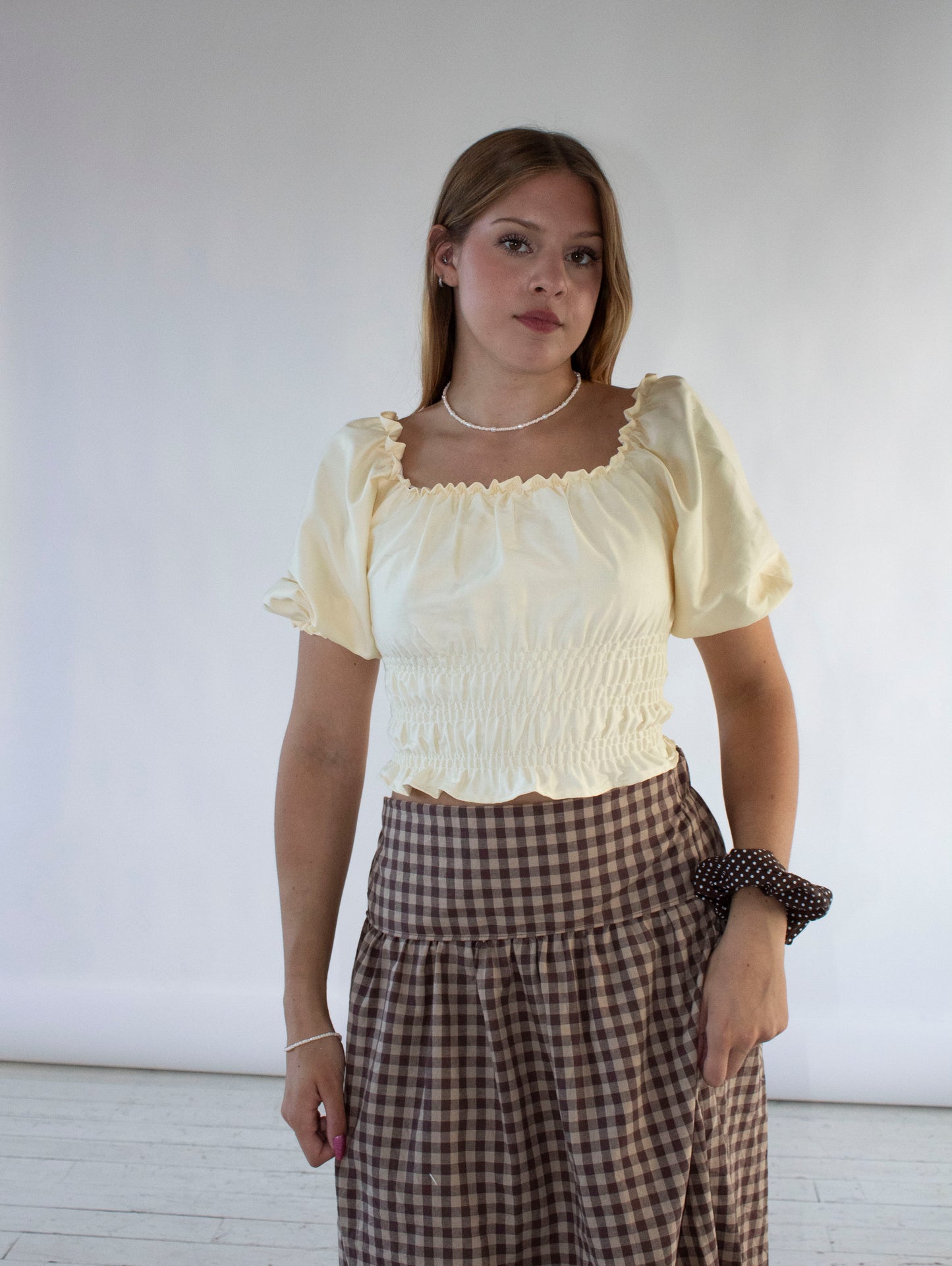 Celestia Cream Sateen Top