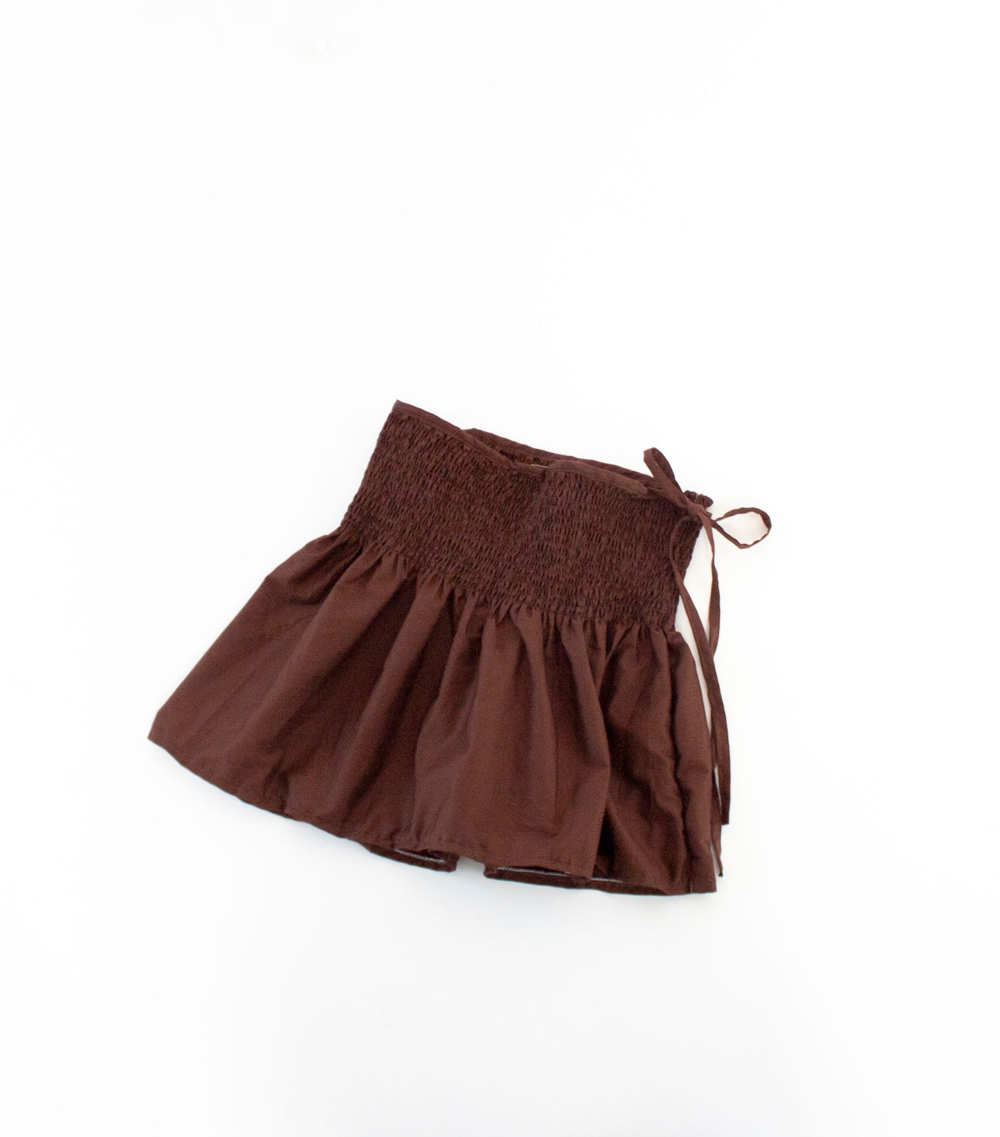 Rosa Brown Smocked Tie Bow Skirt