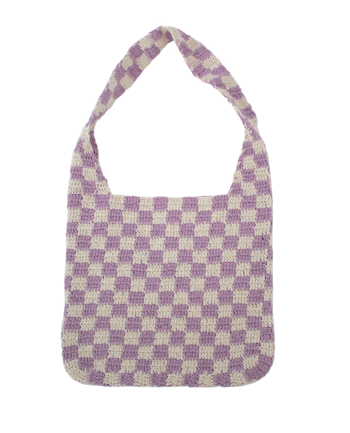 Lilac Chequered Crochet Bag
