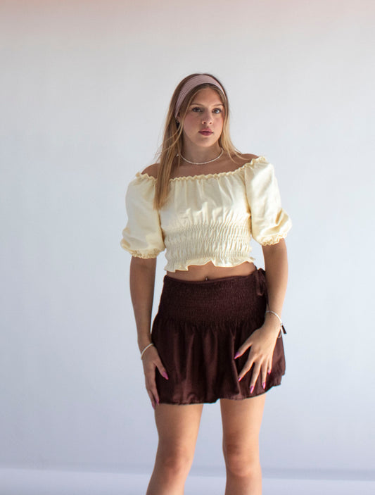 Celestia Cream Sateen Top