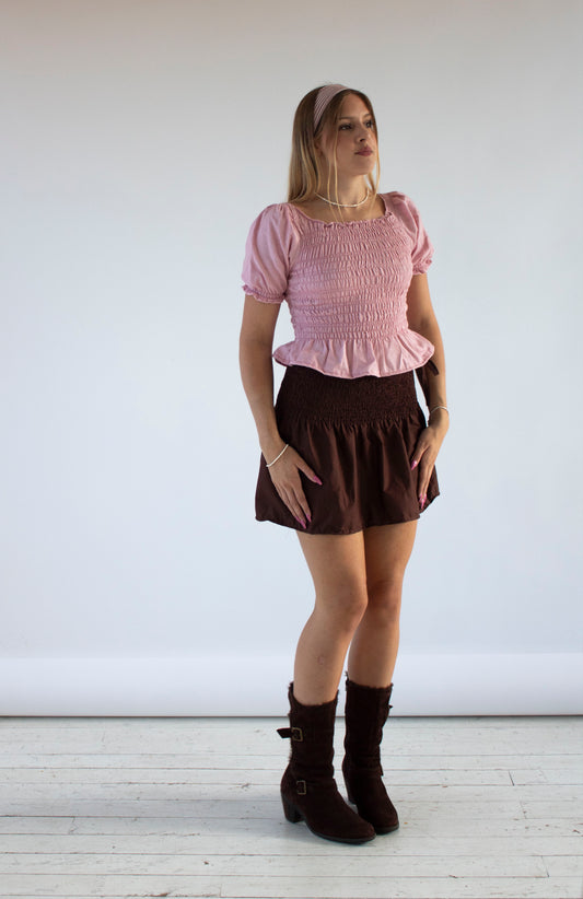 Anabelle Pink Smocked Top