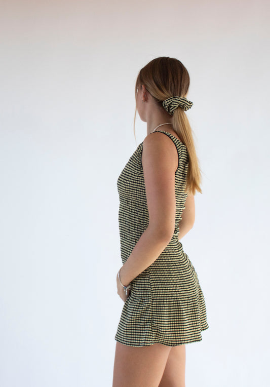 Gingham Yellow and Black Scrunchie