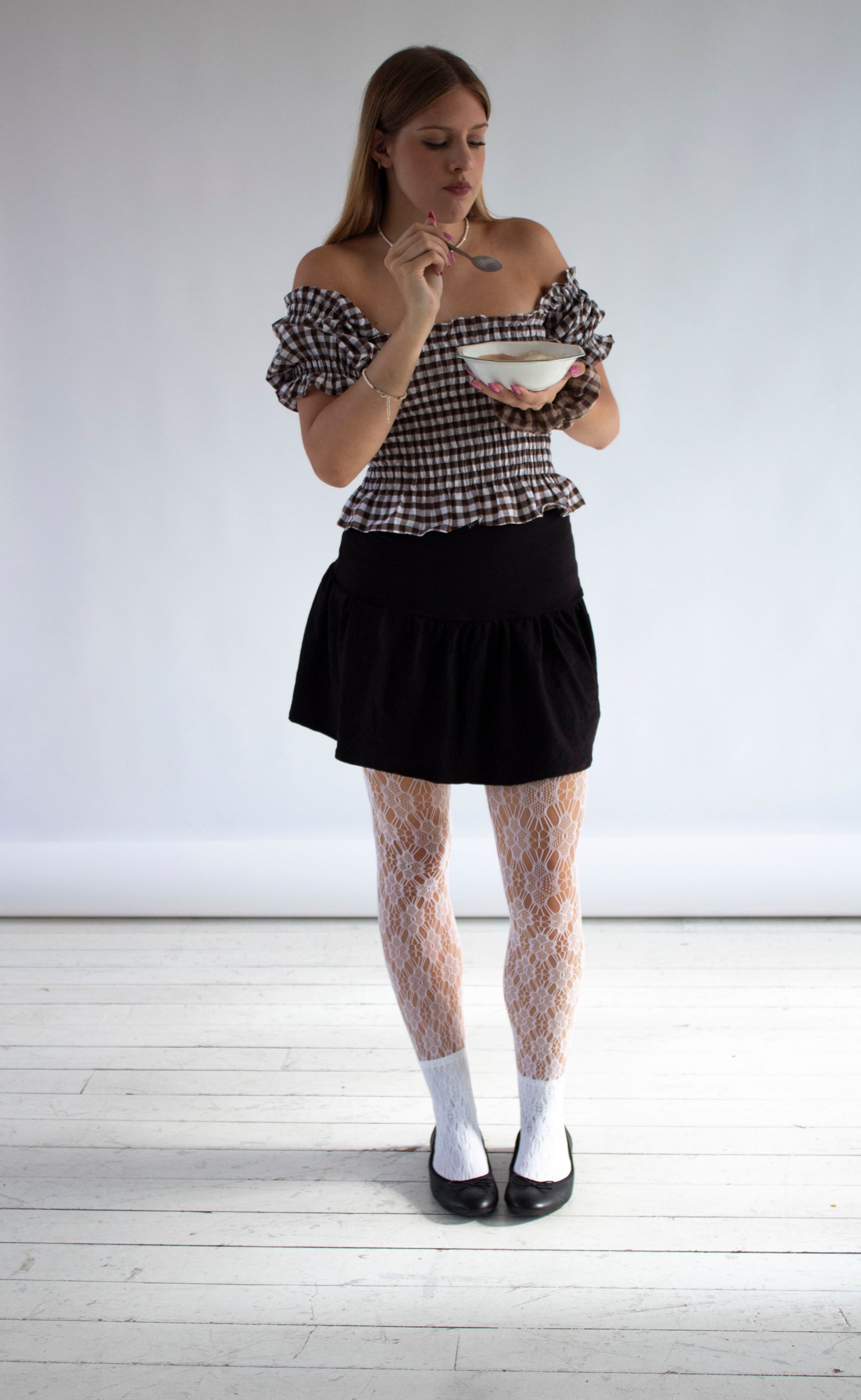 Willow Gathered Black Jersey Skirt