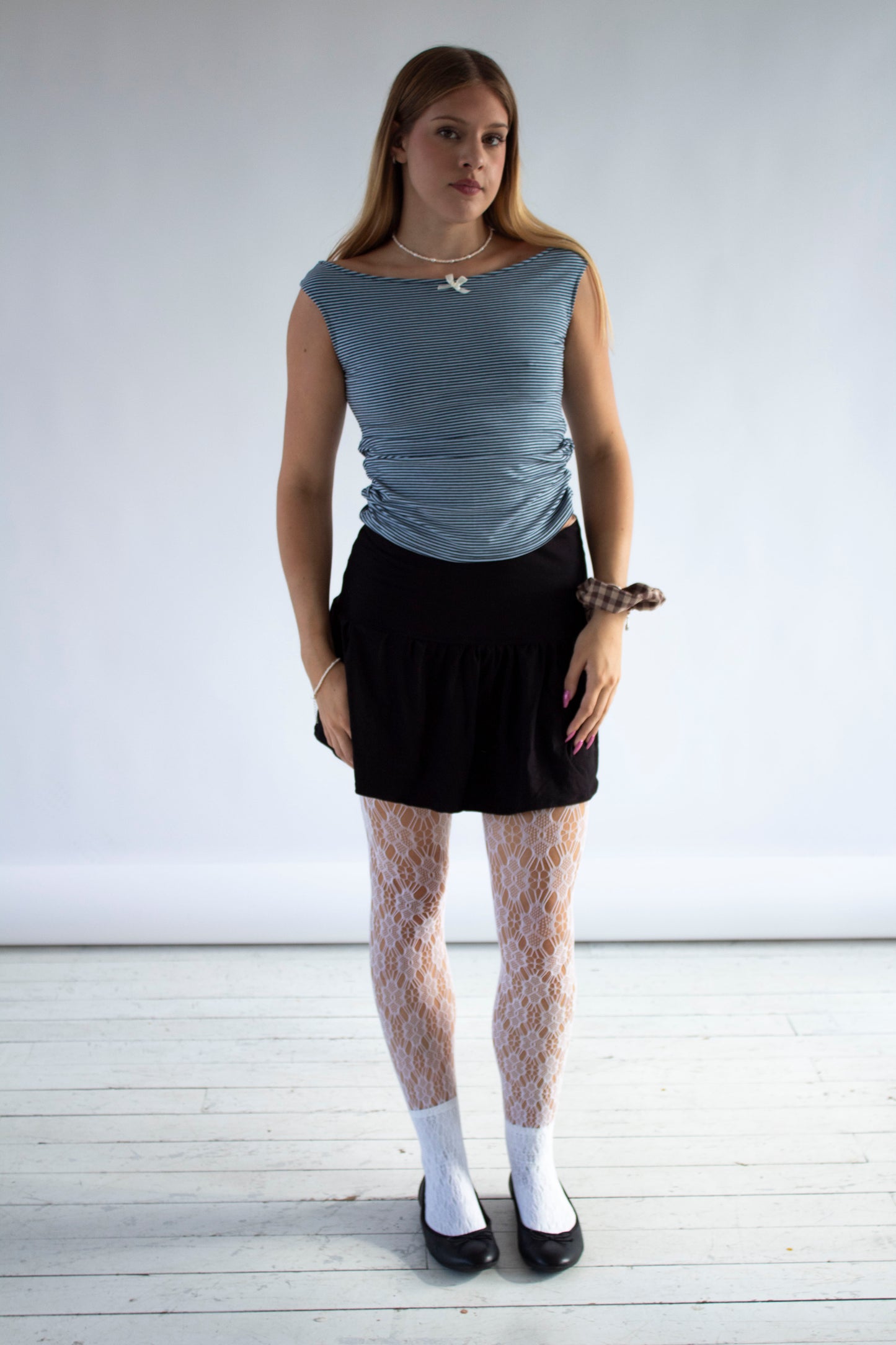 Willow Gathered Black Jersey Skirt