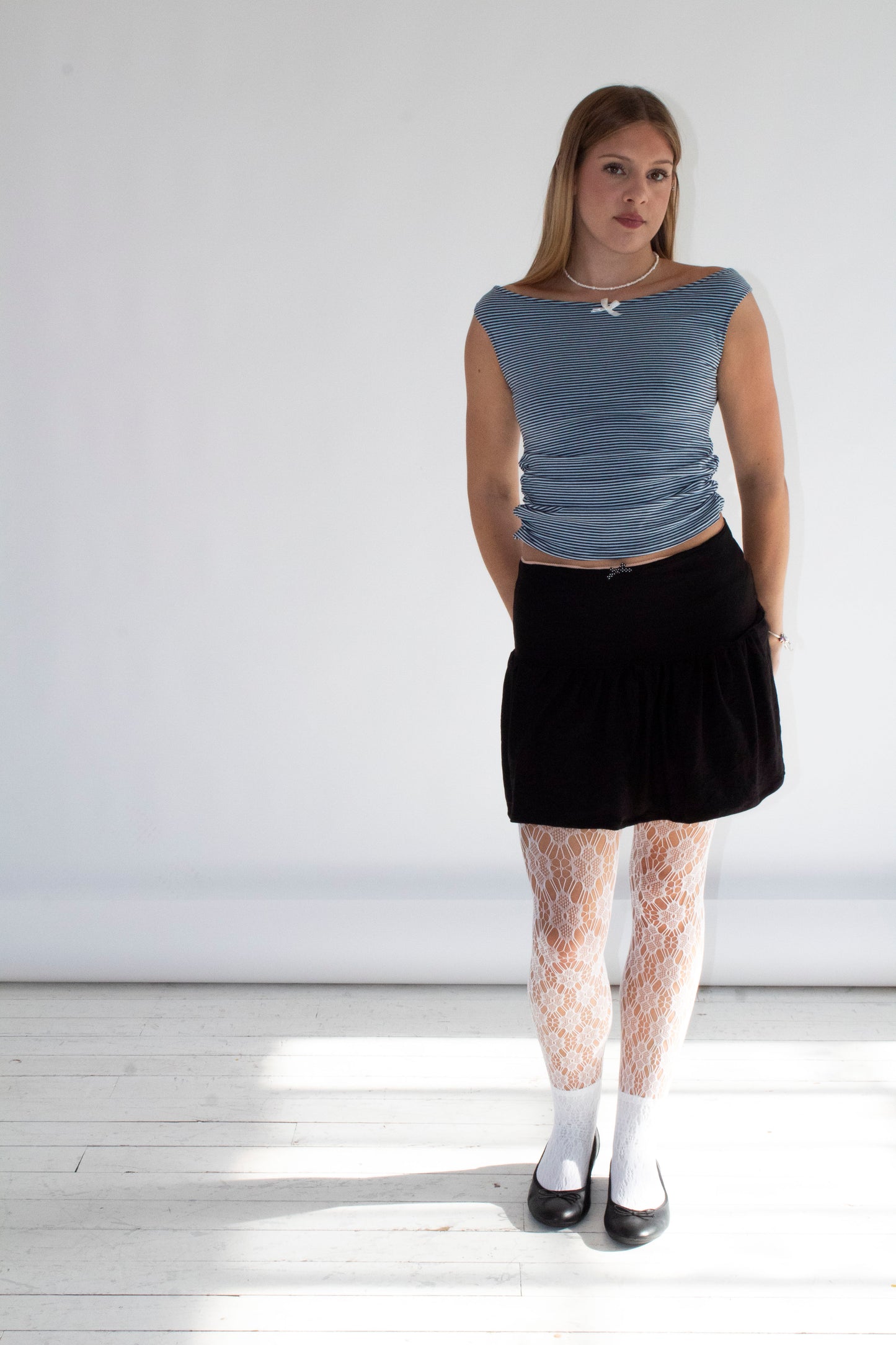 Willow Gathered Black Jersey Skirt