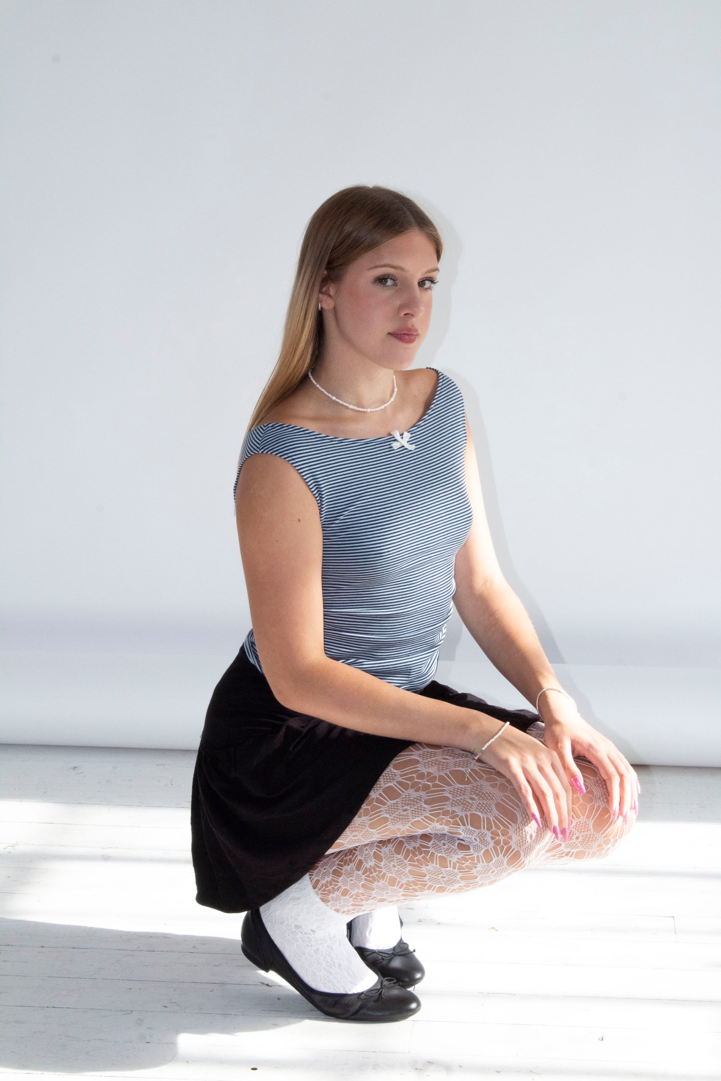 Willow Gathered Black Jersey Skirt