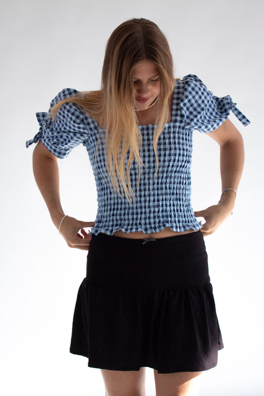 Willow Gathered Black Jersey Skirt