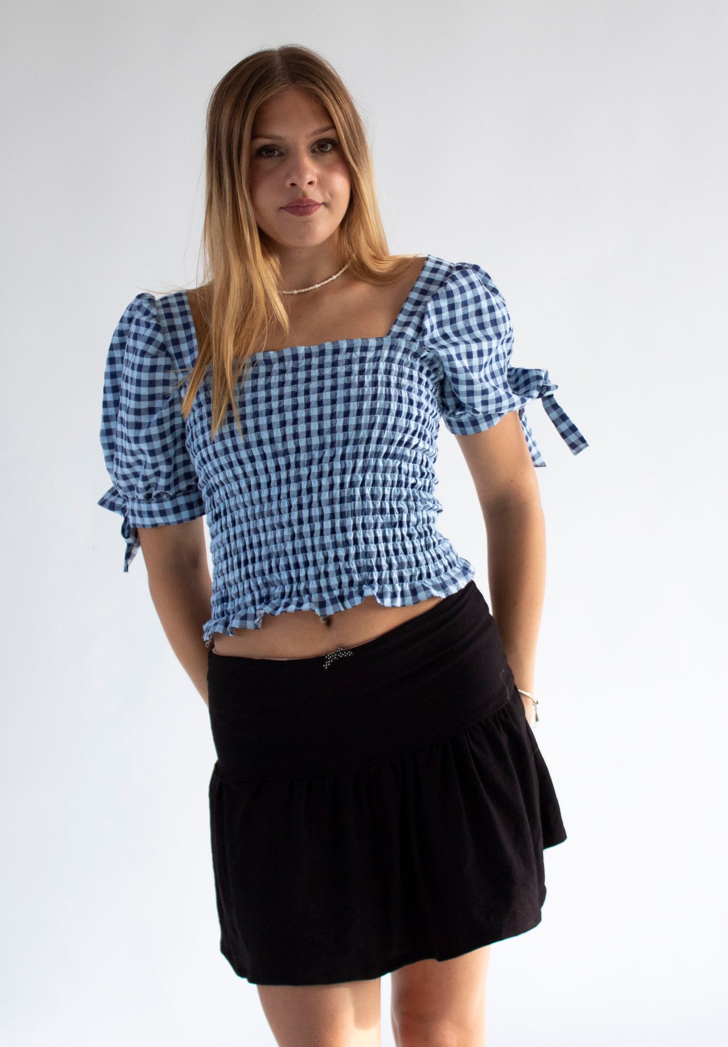 Willow Gathered Black Jersey Skirt