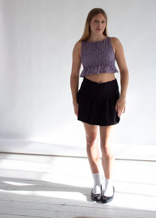 Dorothy Purple Polka Dot Smocked Top