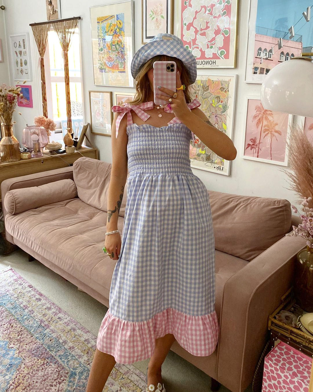 Natalia Gingham Smocked Dress image 1