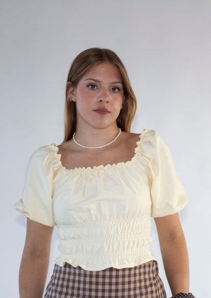 Celestia Cream Sateen Top