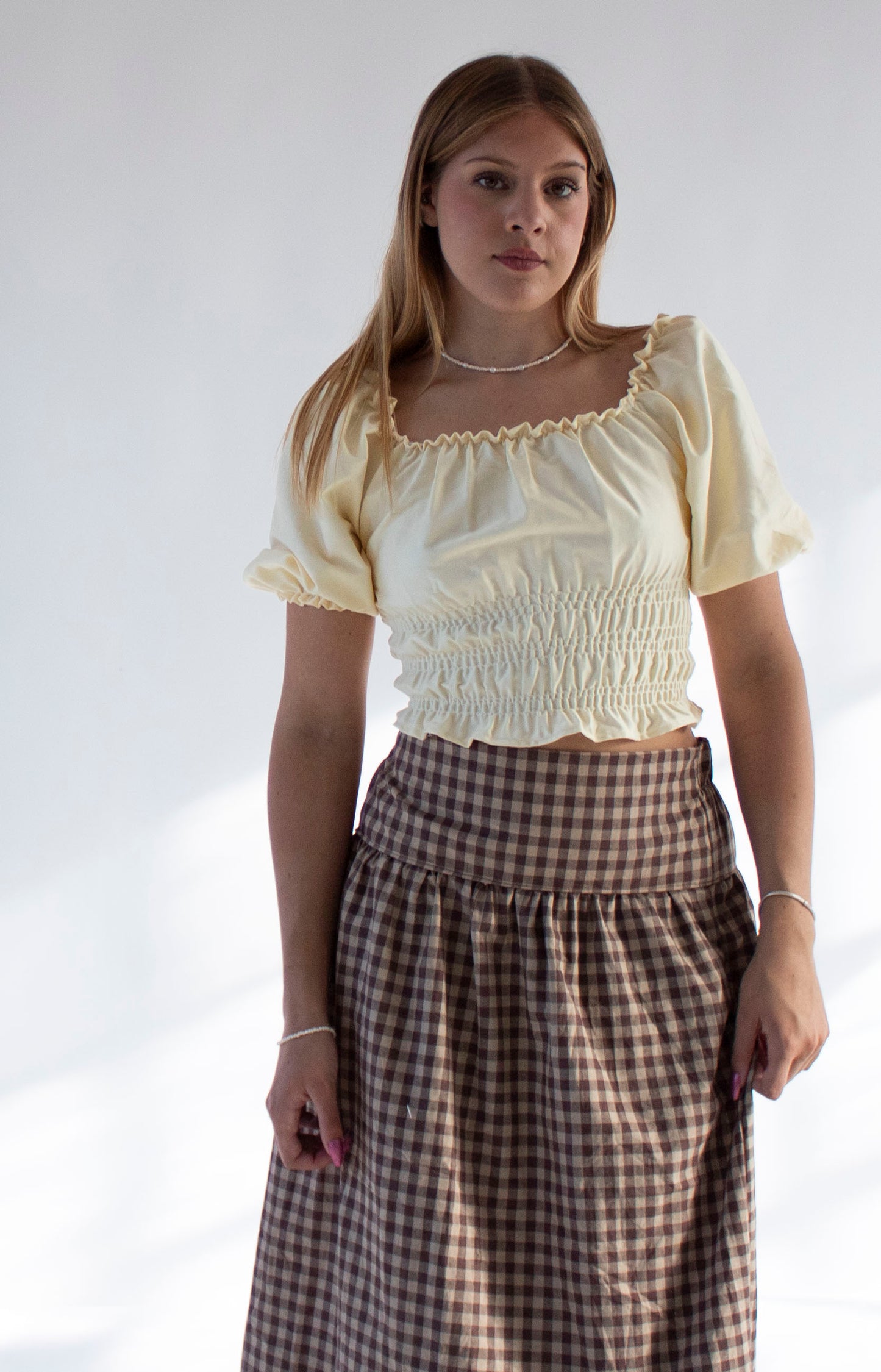Celestia Cream Sateen Top