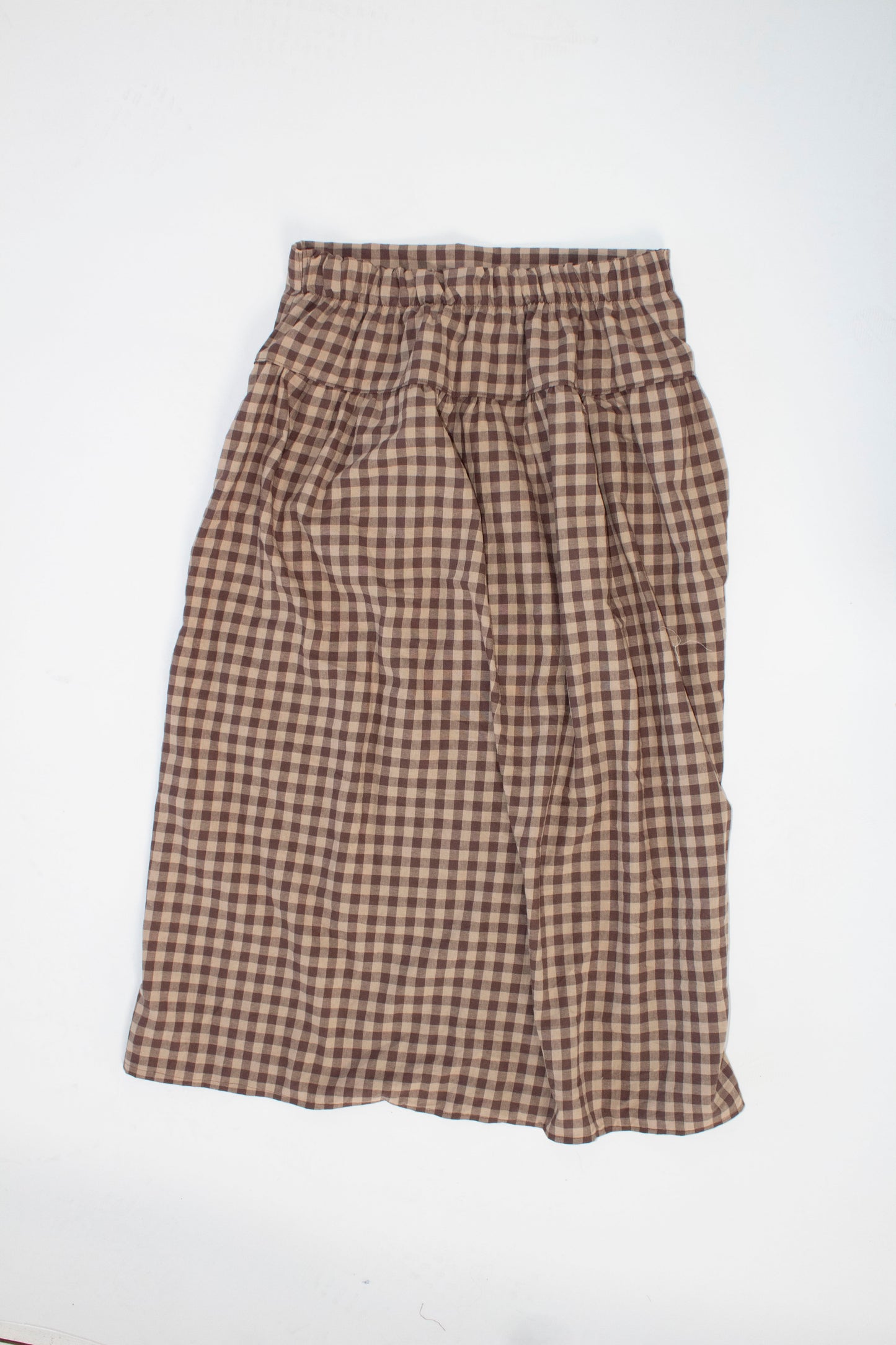 Louisa Camel and Brown Gingham Skirt