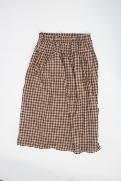 Louisa Camel and Brown Gingham Skirt