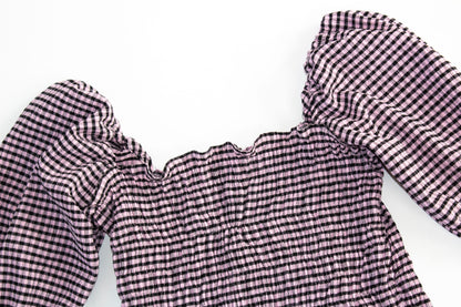 Elouise Smocked Pink Gingham Long Sleeve Top