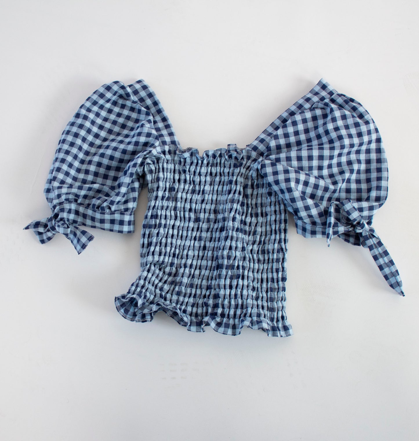 Cassandra Smocked Blue Gingham Top