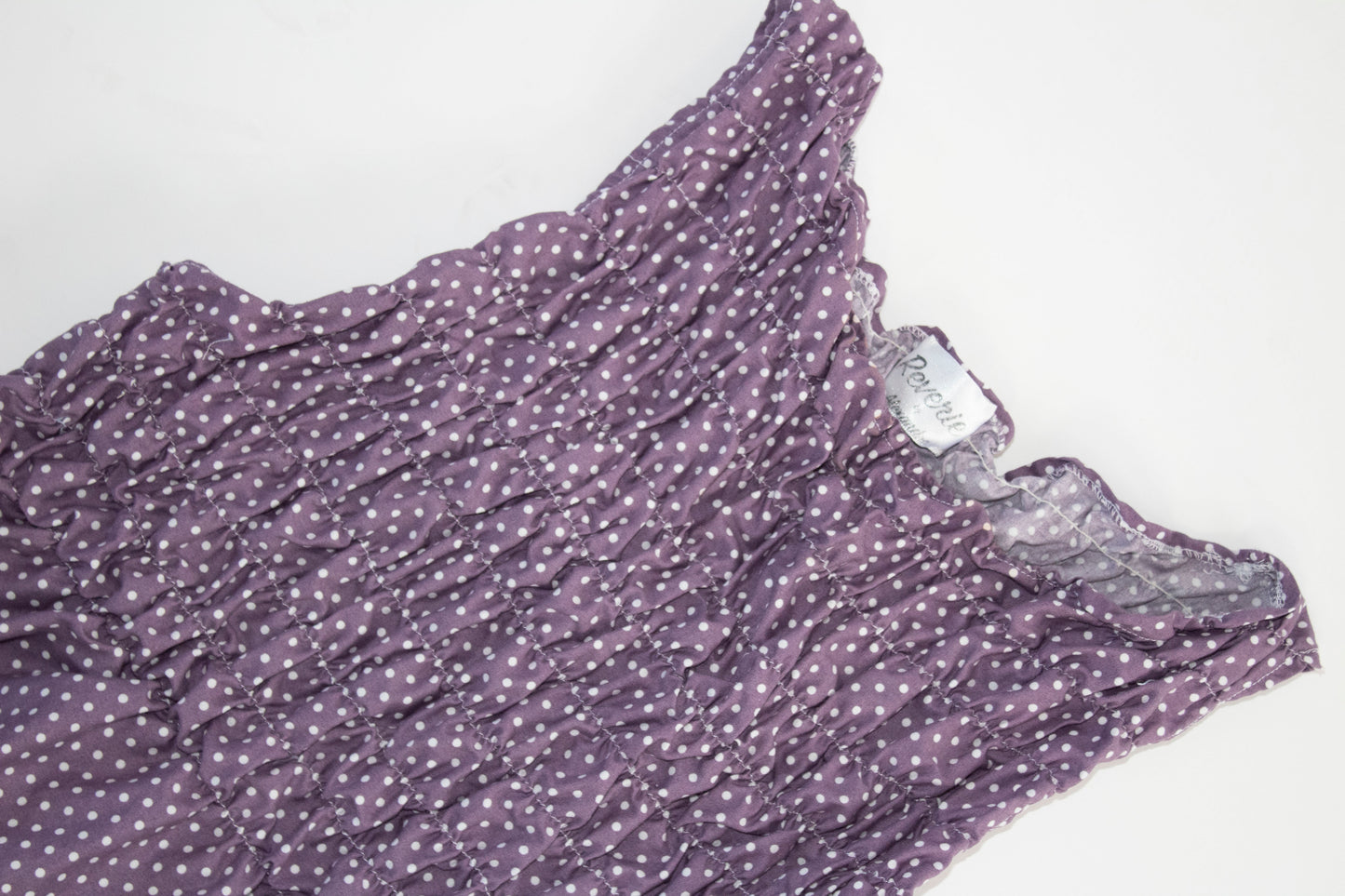 Dorothy Purple Polka Dot Smocked Top