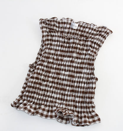 Dorothy Brown Gingham Smocked Top