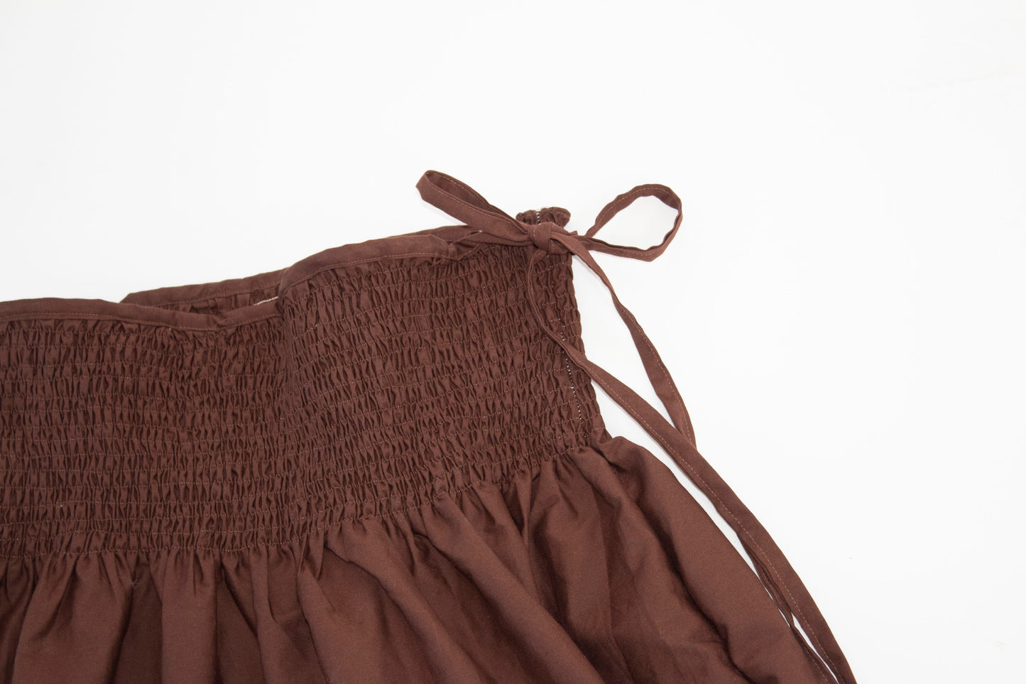 Rosa Brown Smocked Tie Bow Skirt