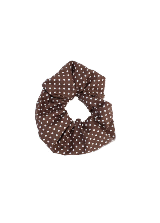 Brown Polka Dot Scrunchie