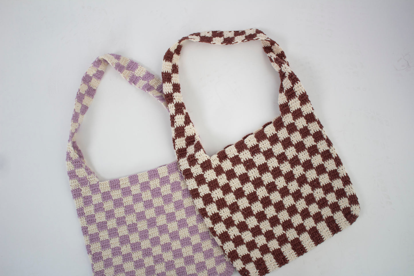 Lilac Chequered Crochet Bag