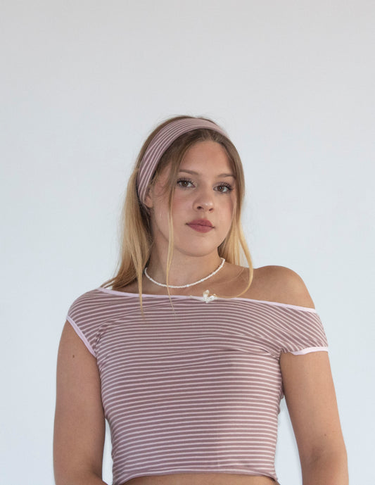 Stripe Jersey Pink Stretch Headband