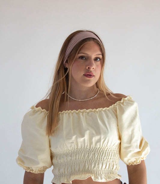 Celestia Cream Sateen Top