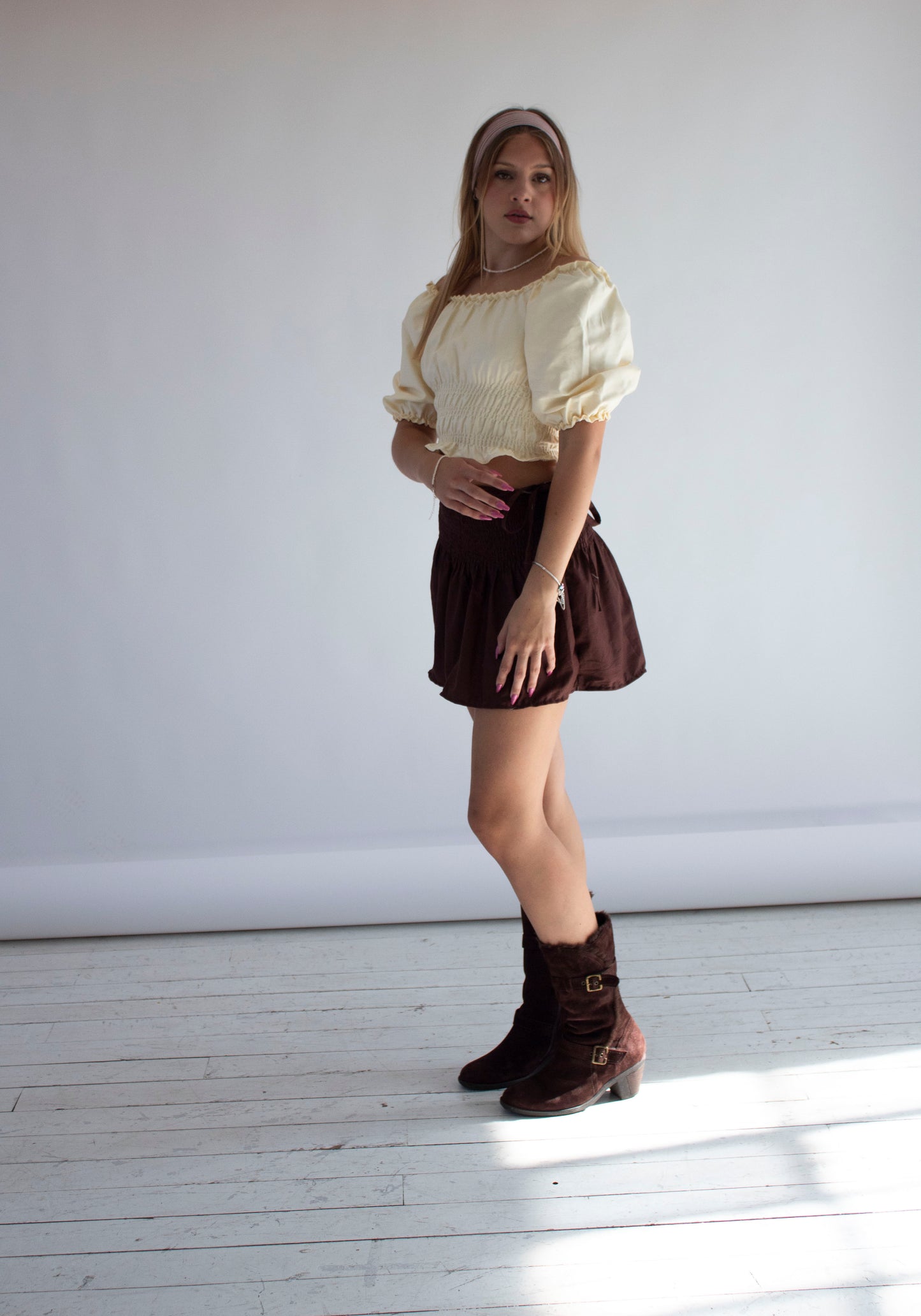 Celestia Cream Sateen Top