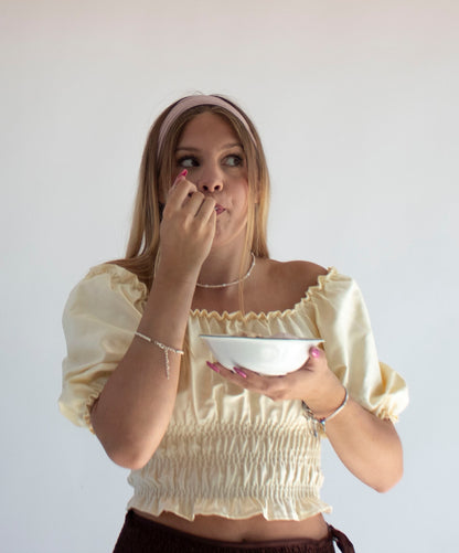 Celestia Cream Sateen Top