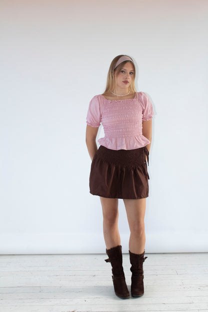 Anabelle Pink Smocked Top