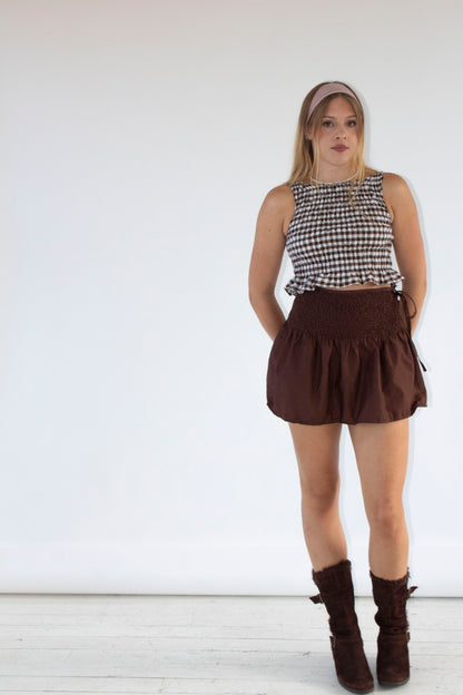 Dorothy Brown Gingham Smocked Top