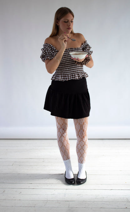 Willow Gathered Black Jersey Skirt