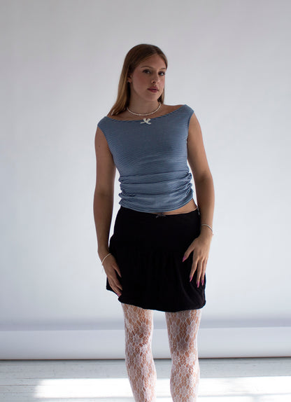 Willow Gathered Black Jersey Skirt