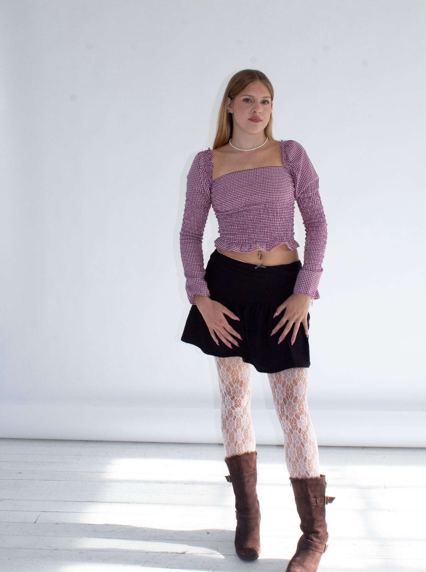 Willow Gathered Black Jersey Skirt