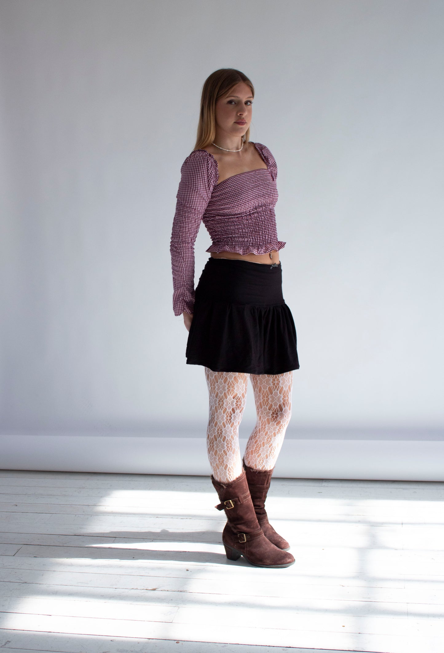 Willow Gathered Black Jersey Skirt