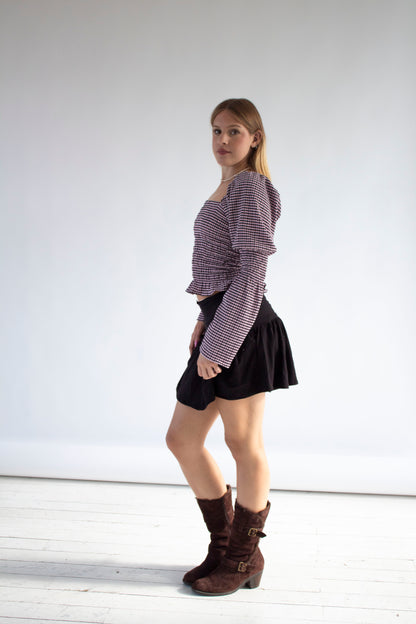 Willow Gathered Black Jersey Skirt
