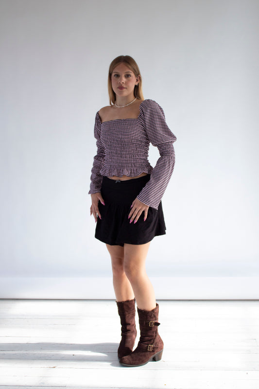 Willow Gathered Black Jersey Skirt