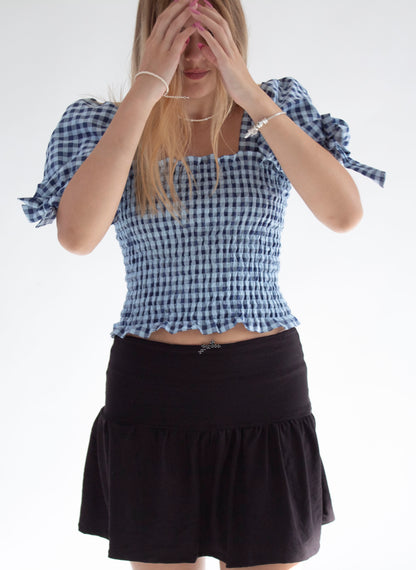 Willow Gathered Black Jersey Skirt