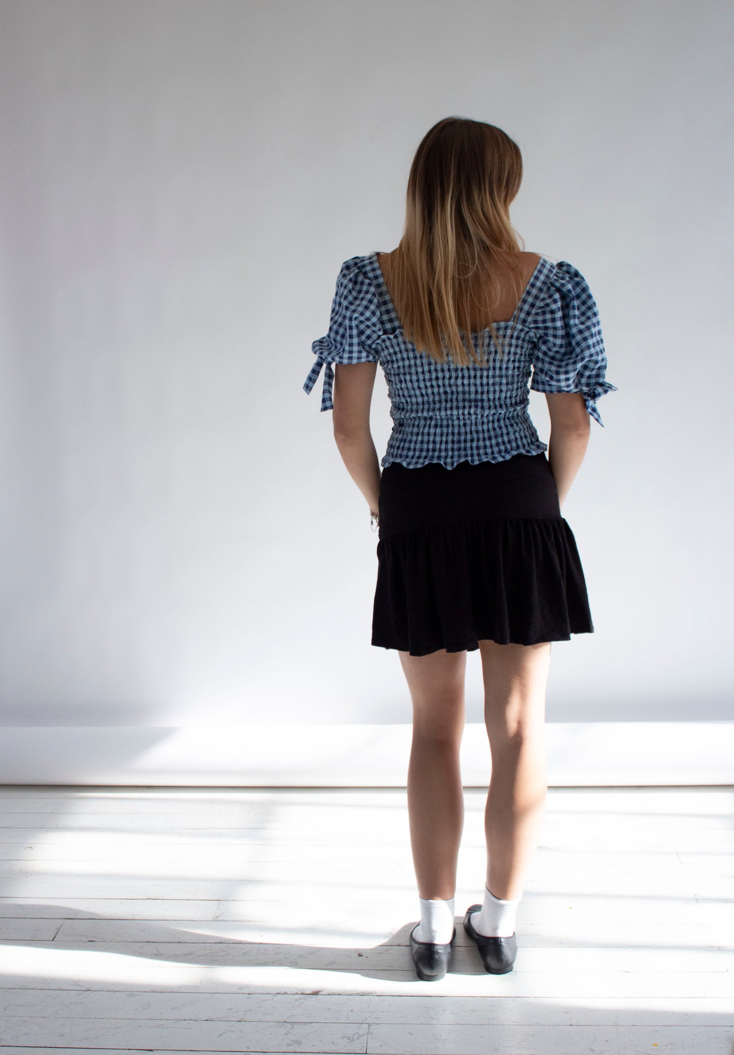 Willow Gathered Black Jersey Skirt