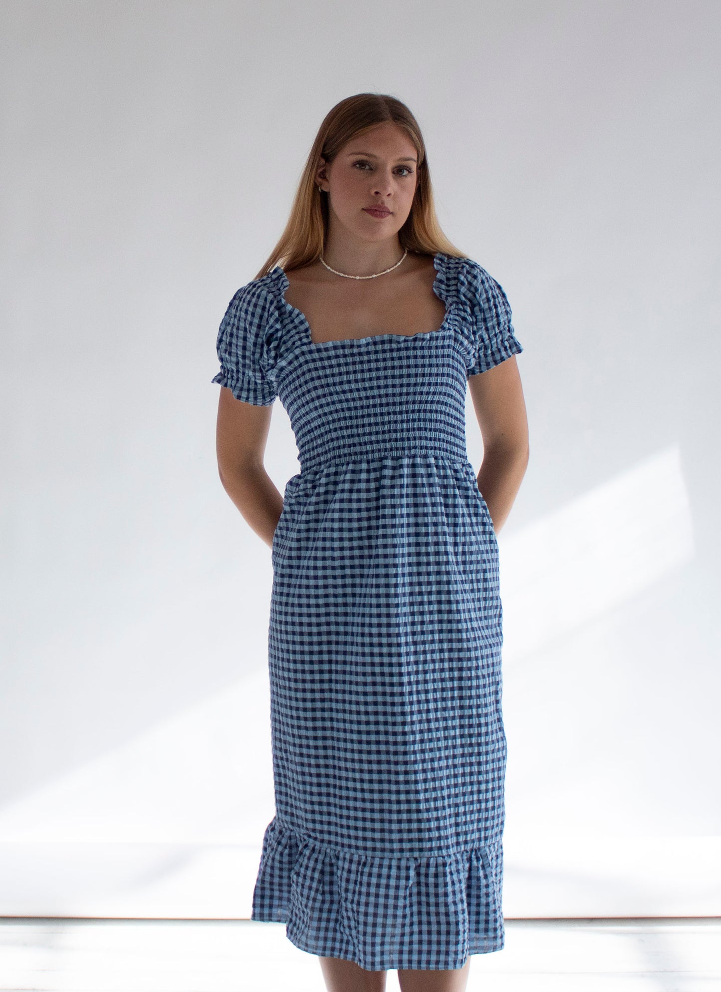 Augustine Gingham Smocked Dress
