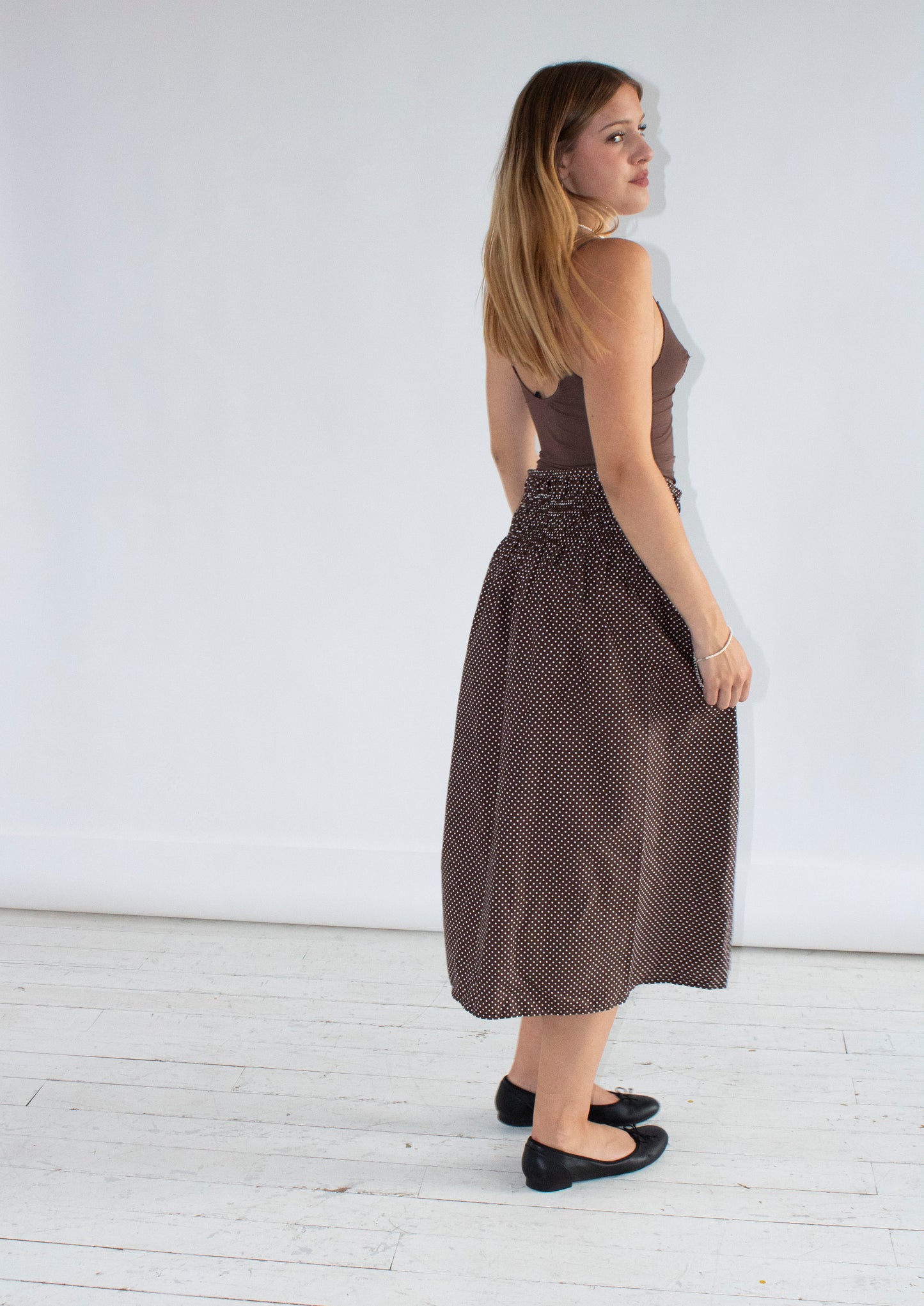 Rosaline Brown Polka Dot Skirt and Dress
