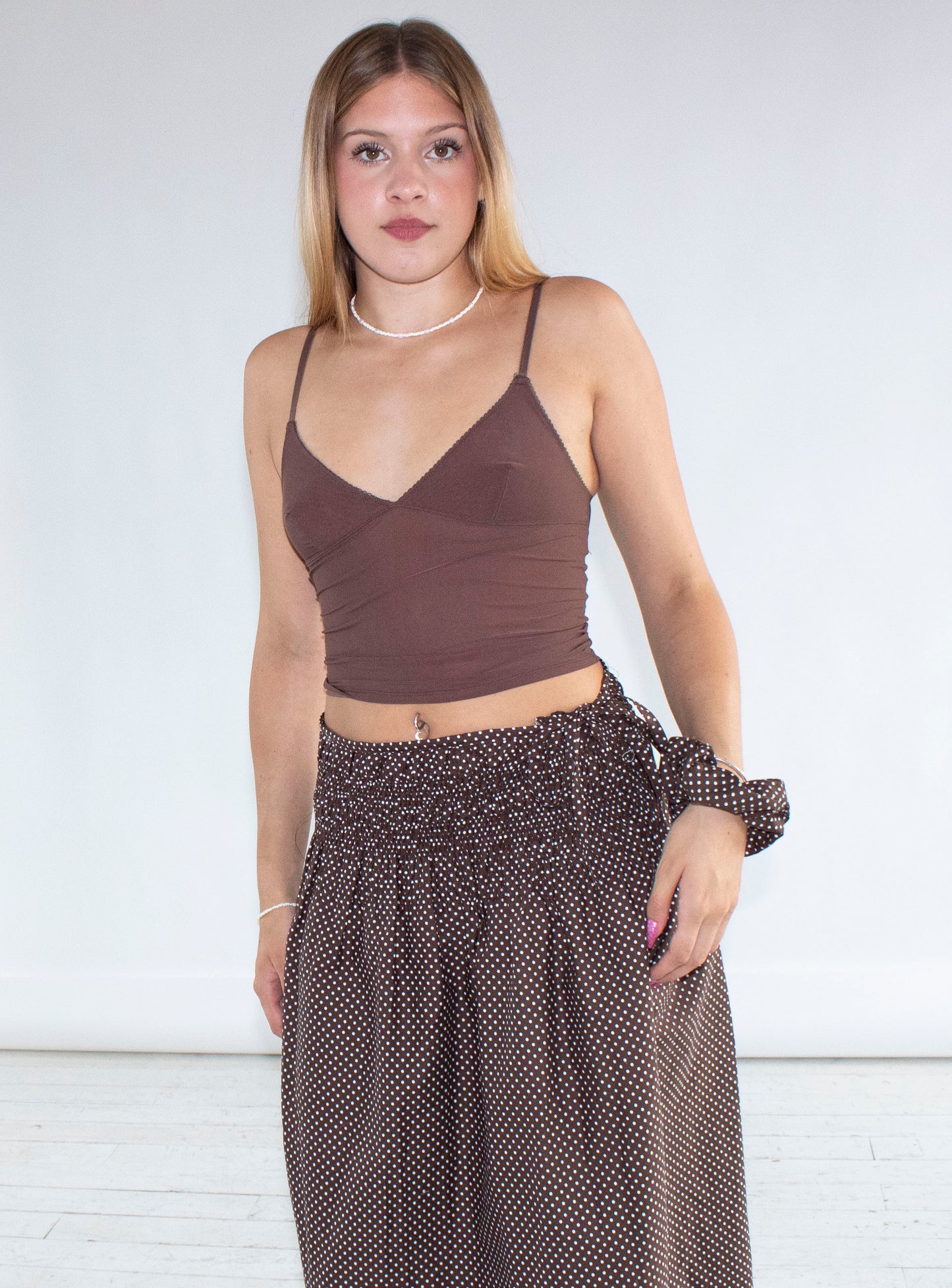 Rosaline Brown Polka Dot Skirt and Dress