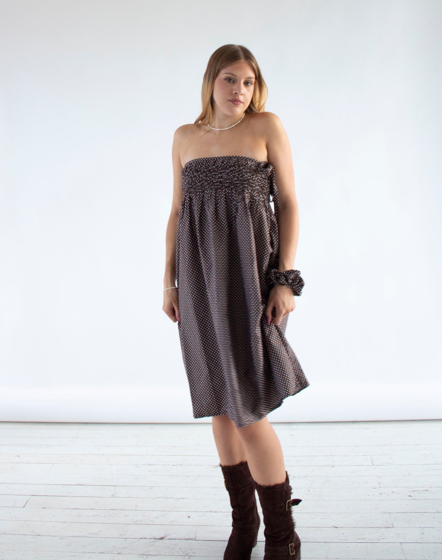 Rosaline Brown Polka Dot Skirt and Dress