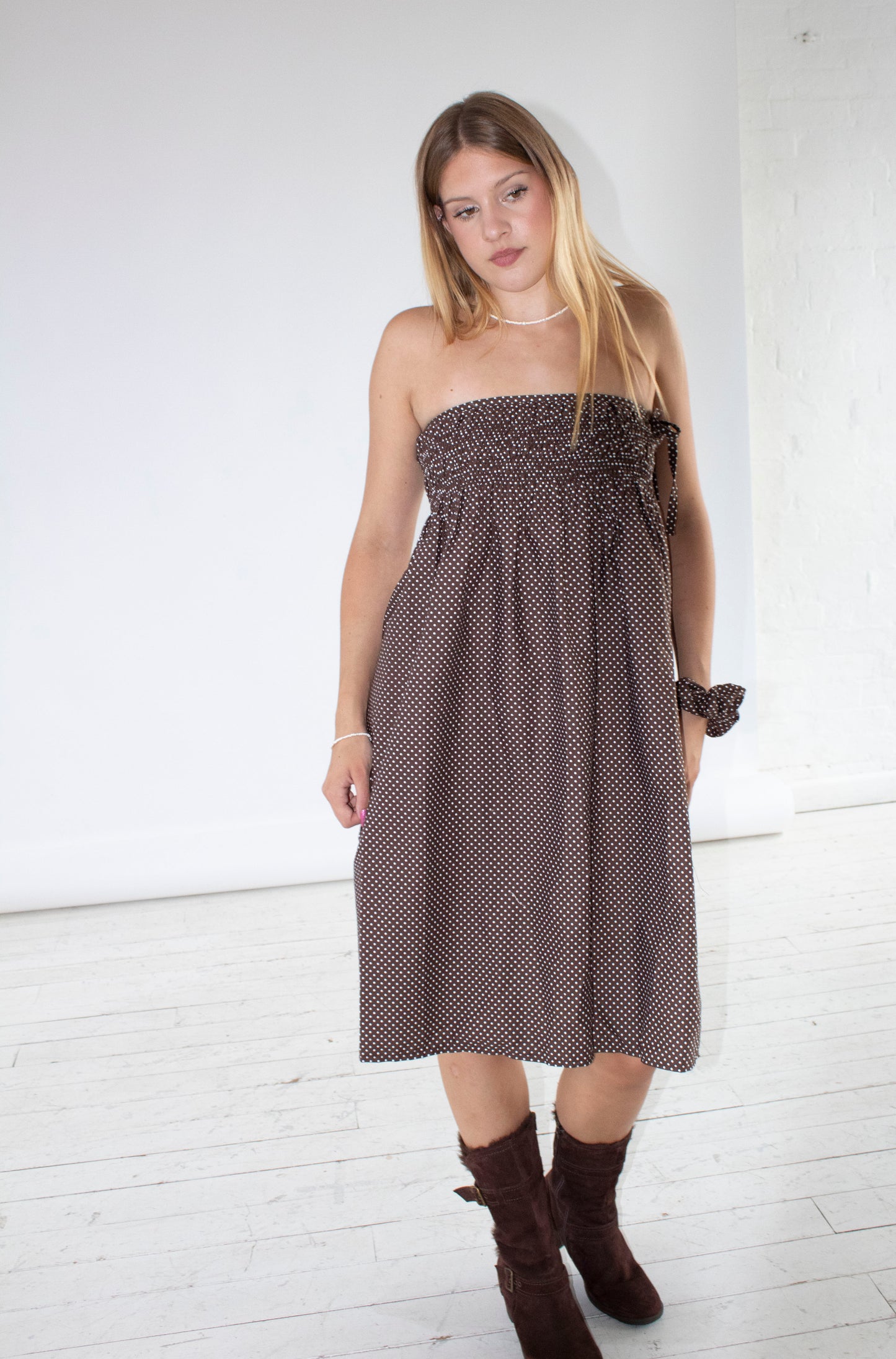 Rosaline Brown Polka Dot Skirt and Dress