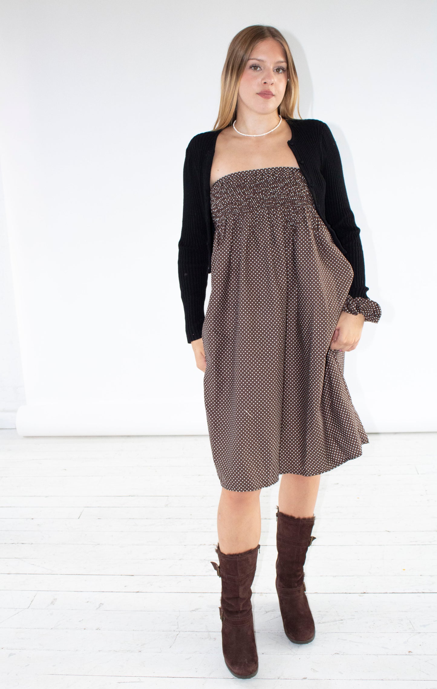Rosaline Brown Polka Dot Skirt and Dress