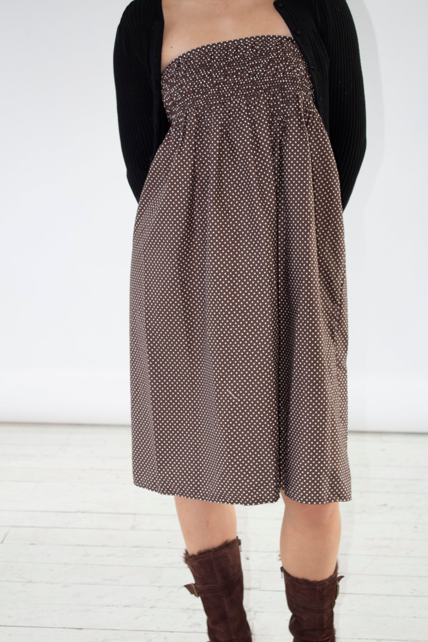Rosaline Brown Polka Dot Skirt and Dress