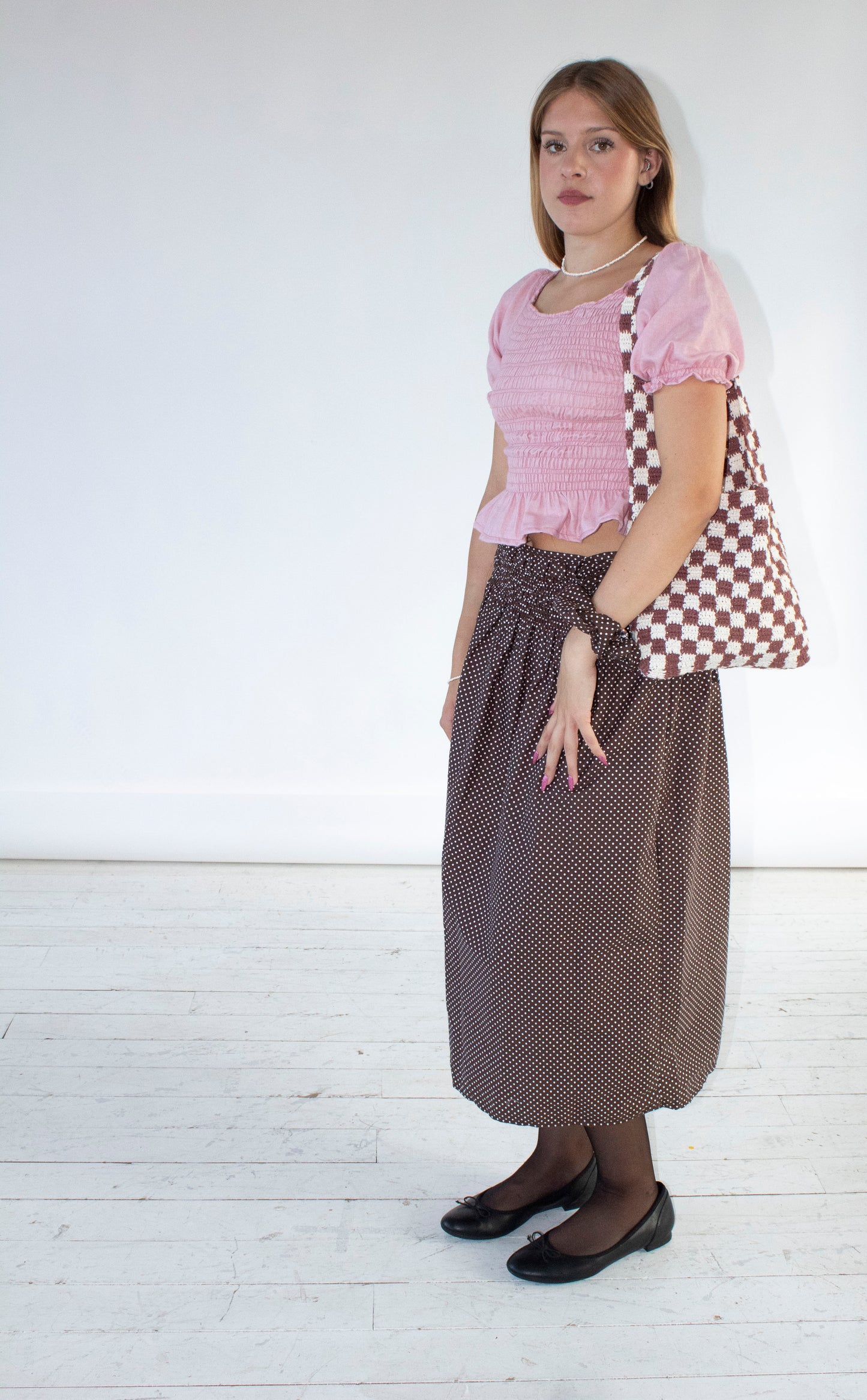 Rosaline Brown Polka Dot Skirt and Dress