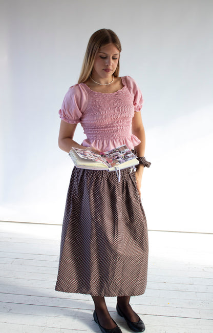 Rosaline Brown Polka Dot Skirt and Dress