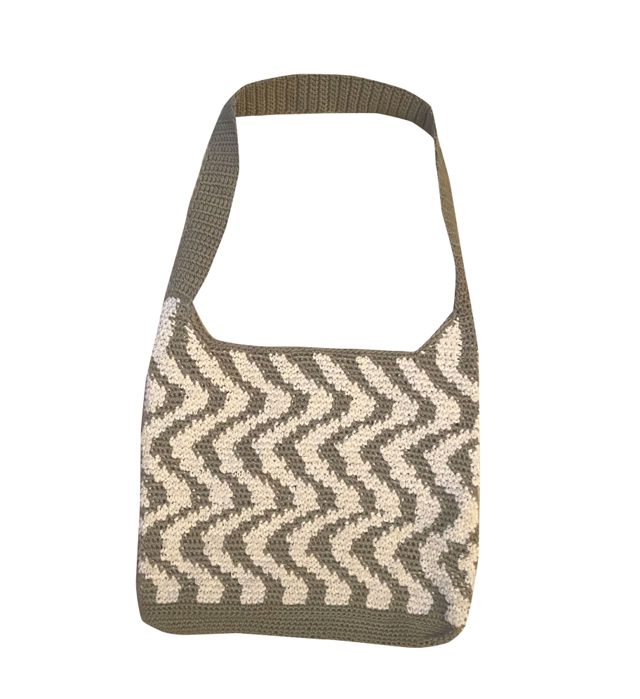 Sage Green Crochet Swirl Bag